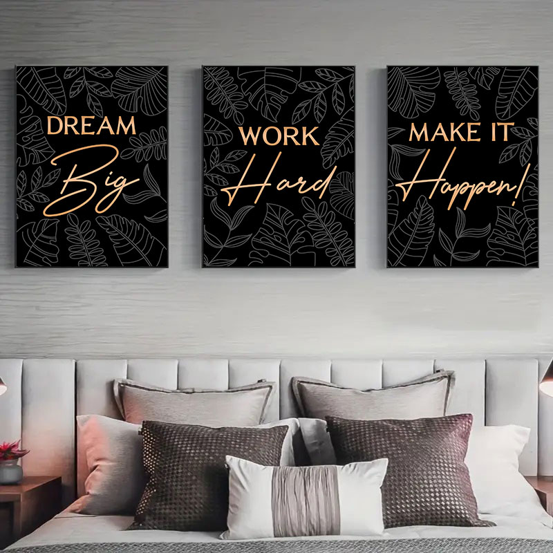 Home Office Room Inspiration - Toile d'art avec citations inspirantes modernes,