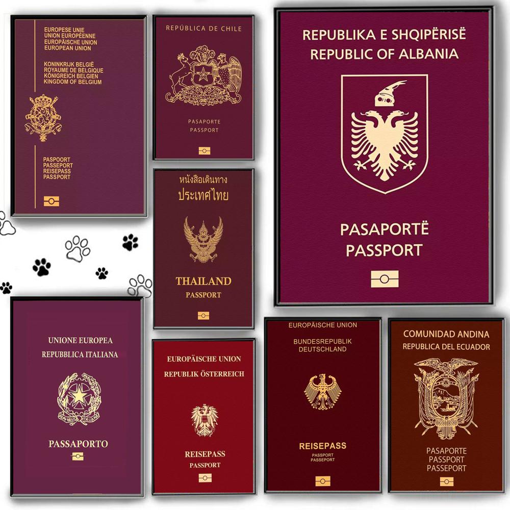 Home Office Passport - Affiche de passeports à fond rouge,