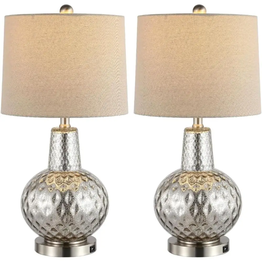 Home Office Lamp - Lampe de table LED argentée/ivoire de