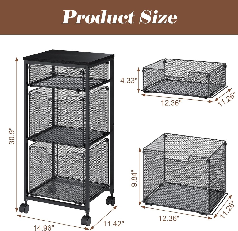 Meuble de rangement mobile à 3 - Rolling File Cart avis et prix