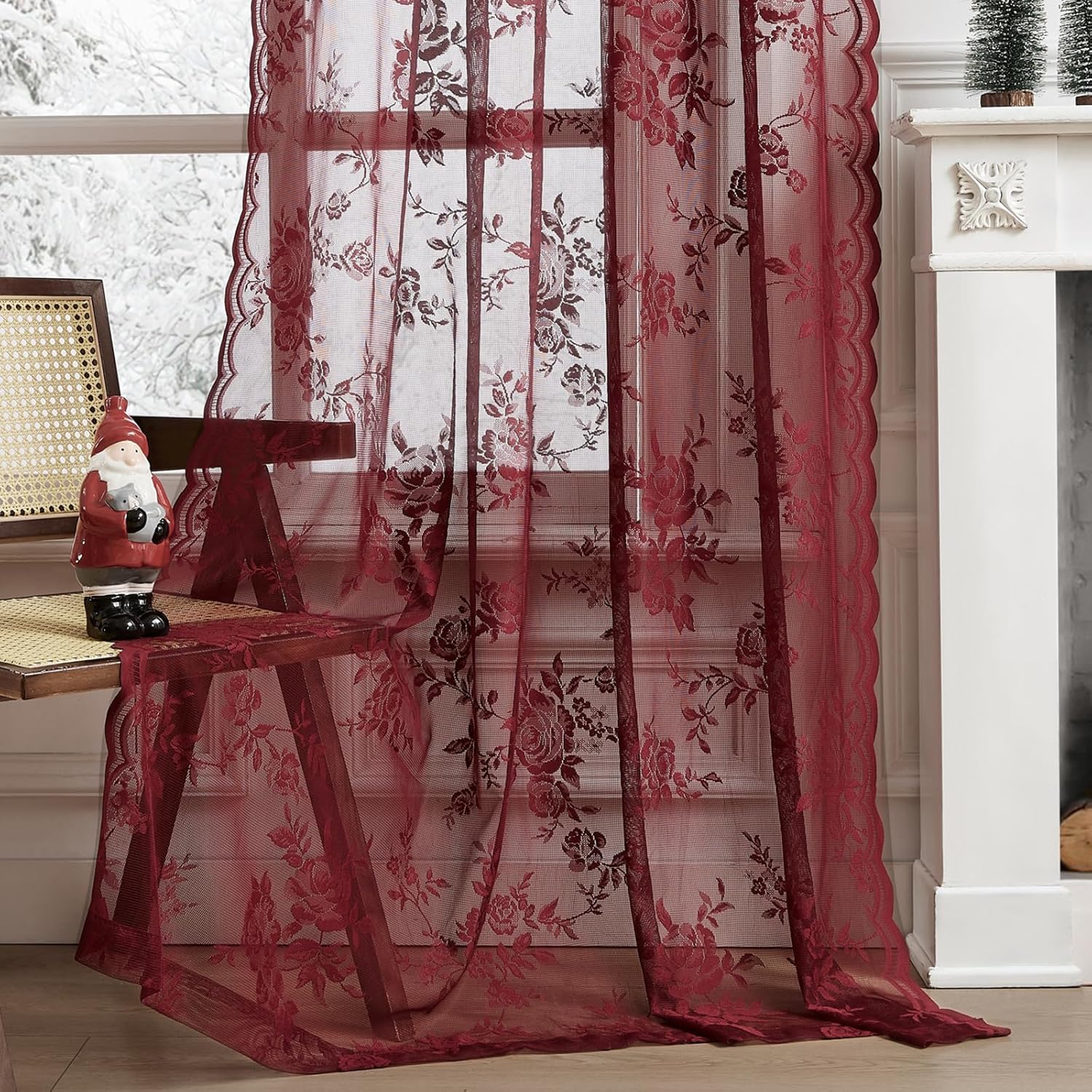Rideaux en dentelle bordeaux d - Home Office Gadgets avis et prix